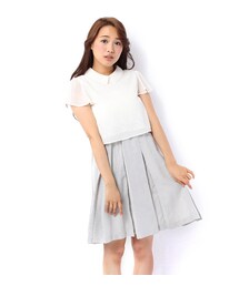 mysty woman | シフォン×レース重ねドッキングワンピース(ワンピース/ドレス)