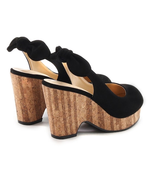 mysty woman（ミスティウーマン）の「コルクソールバックリボンパンプス（シューズ・レディース・アイボリー/レッド系/イエロー/ブラック・M/L）」の6枚目の写真