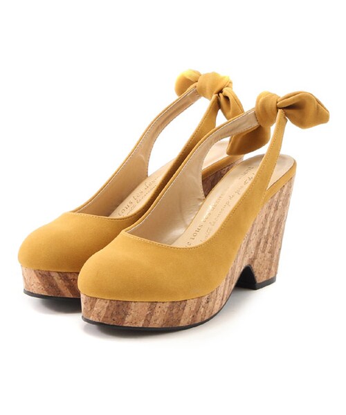 mysty woman（ミスティウーマン）の「コルクソールバックリボンパンプス（シューズ・レディース・アイボリー/レッド系/イエロー/ブラック・M/L）」の3枚目の写真