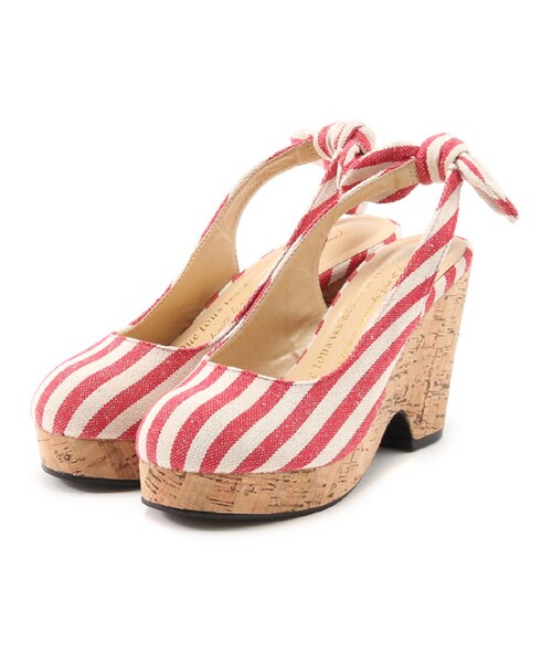 mysty woman（ミスティウーマン）の「コルクソールバックリボンパンプス（シューズ・レディース・アイボリー/レッド系/イエロー/ブラック・M/L）」の4枚目の写真