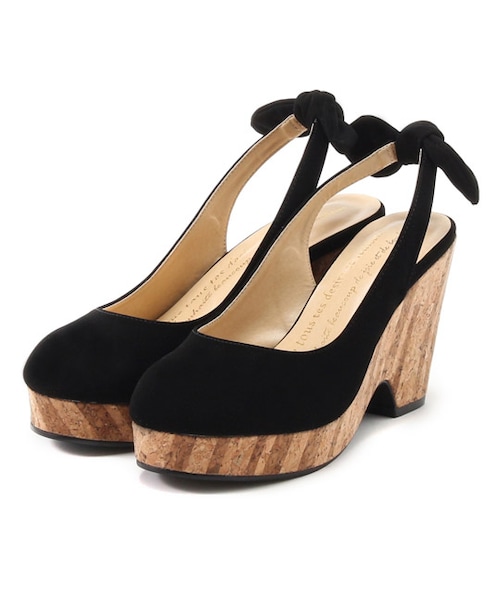 mysty woman（ミスティウーマン）の「コルクソールバックリボンパンプス（シューズ・レディース・アイボリー/レッド系/イエロー/ブラック・M/L）」の2枚目の写真