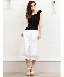 MIIA | オーガンジー切り替えガウチョパンツ(パンツ)