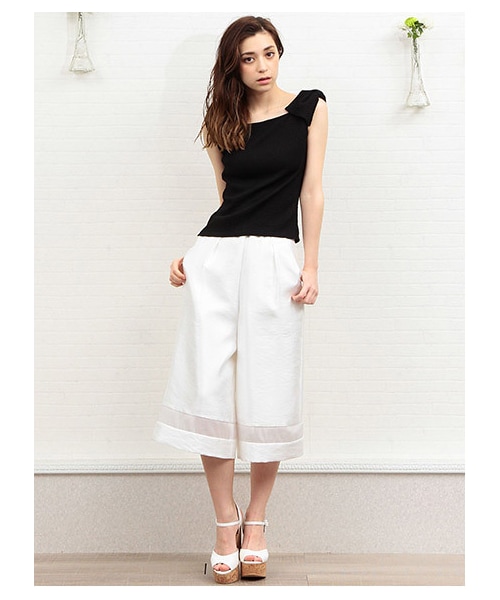 ホワイト ガウチョパンツ ドレッシー KOEISTORE ワイドパンツ レディース 春 夏 春夏 黒 白 ガウチョ