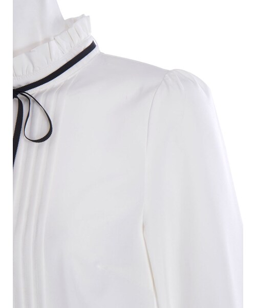 EATME（イートミー）の「グログランリボン付スタンドブラウス（トップス・レディース・アイボリー/ライトグレー/ブラック）」の13枚目の写真