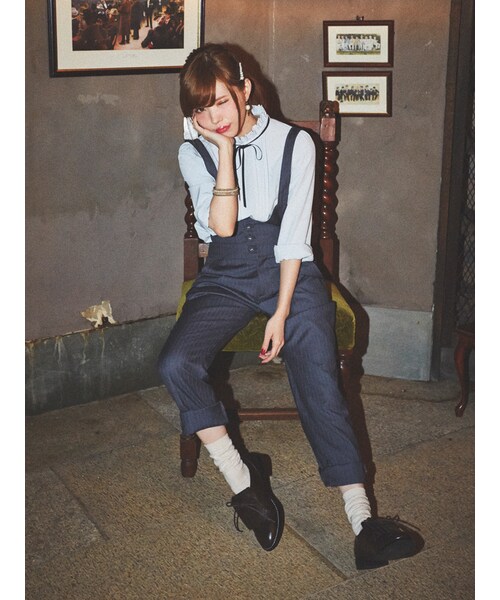 EATME（イートミー）の「グログランリボン付スタンドブラウス（トップス・レディース・アイボリー/ライトグレー/ブラック）」の4枚目の写真