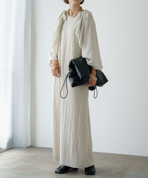 Omekashi(オメカシ)の「【オケージョン/結婚式】ボレロセットドレス(ワンピース/ドレス・レディース・ベージュ/ブラック・36/38)」の1枚目の写真