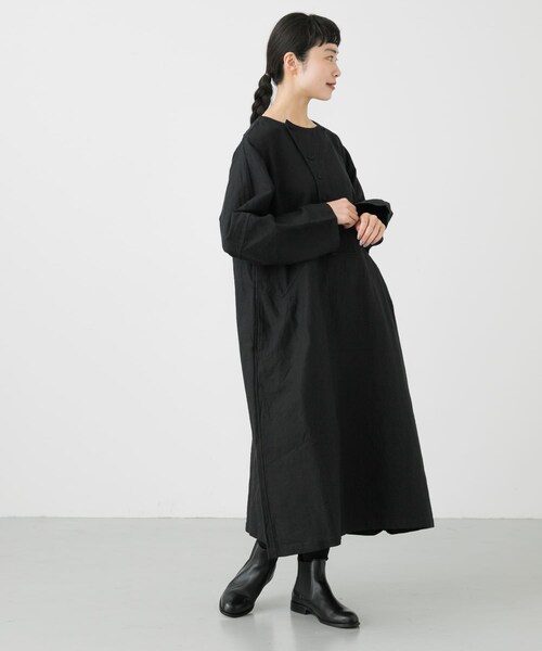 Vlas Blomme（ヴラスブラム）の「Vlas Blomme Cotton Linenラチネワンピース（ワンピース/ドレス・レディース・Black・FREE）」の3枚目の写真