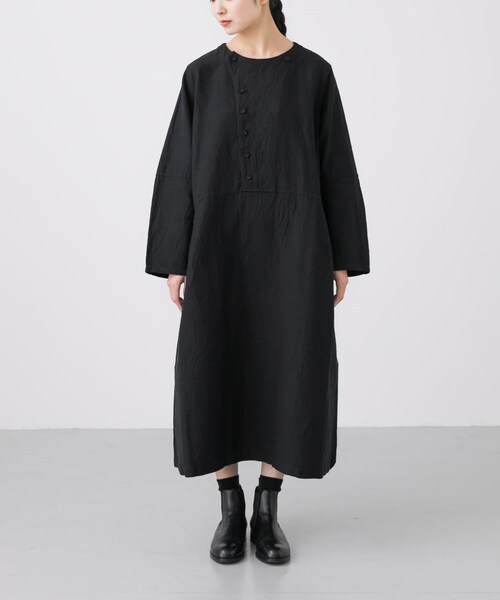 Vlas Blomme（ヴラスブラム）の「Vlas Blomme Cotton Linenラチネワンピース（ワンピース/ドレス・レディース・Black・FREE）」の9枚目の写真