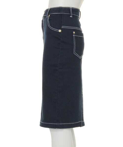 MURUA（ムルーア）の「【CASUAL】バックスリットデニムスカート（スカート・レディース・ブルー/インディゴ・1/2）」の4枚目の写真