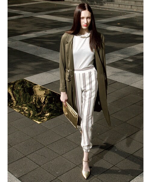 MURUA（ムルーア）の「【MODE】コードライトロングコート（ジャケット/アウター・レディース・ホワイト/ブラック/ベージュ/カーキ・F）」の5枚目の写真