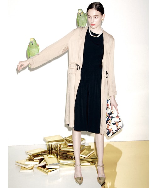 MURUA（ムルーア）の「【MODE】コードライトロングコート（ジャケット/アウター・レディース・ホワイト/ブラック/ベージュ/カーキ・F）」の7枚目の写真