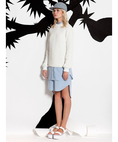 THE DAYZ TOKYO（ザデイズトーキョー）の「タイプライターシャツワンピース（ワンピース/ドレス・レディース・ホワイト/ブルー・36/36(インナー)/38/38(インナー)）」の5枚目の写真