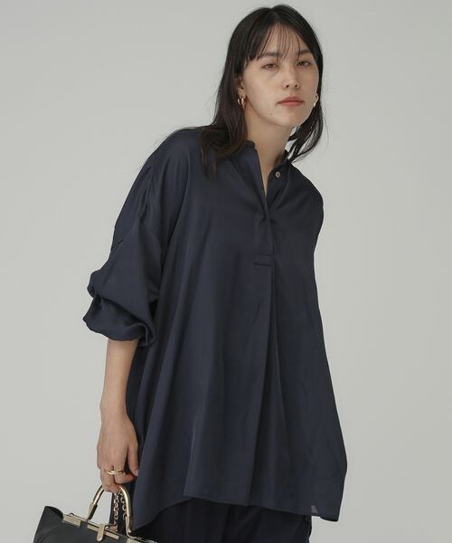 Chaos カオス　オープンカラーサテンブラウス Chaos カオス オープンカラーサテンブラウス