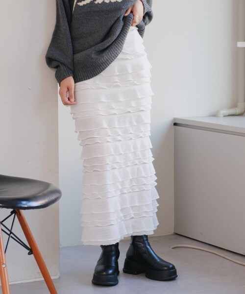 【平成フラミンゴNICOさん着用】カットフリルIラインスカート