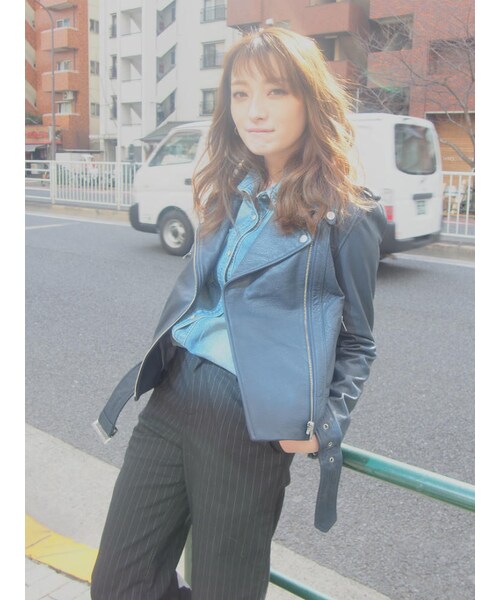 Ungrid（アングリッド）の「≪Sweet,non-no 掲載≫【Casual】ゴートレザーライダースジャケット（ジャケット/アウター・レディース・ブラック/ネイビー/キャメル・S/M）」の6枚目の写真