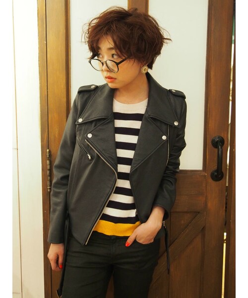 Ungrid（アングリッド）の「≪Sweet,non-no 掲載≫【Casual】ゴートレザーライダースジャケット（ジャケット/アウター・レディース・ブラック/ネイビー/キャメル・S/M）」の7枚目の写真