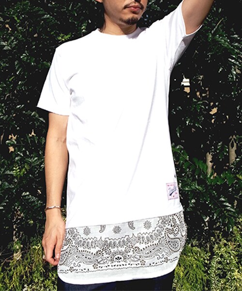 GDC（ジーディーシー）の「BANDANA LAYERED TEE（トップス・メンズ・WHITE/GRAY/BLACK・S/M）」の2枚目の写真