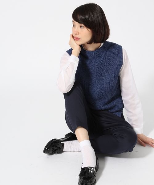 LEPSIM（レプシィム）の「コットン／レーヨン／ＰＵテーパードパンツ（パンツ・レディース・オフ/ベージュ/ライトブルー/ネイビー・Ｍ/Ｌ）」の4枚目の写真