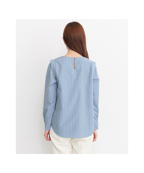 KBF(ケイビーエフ)の「ストライプ肩タックプルオーバー(トップス・レディース・BEIGE/WHITE/BLUE・one)」の9枚目の写真