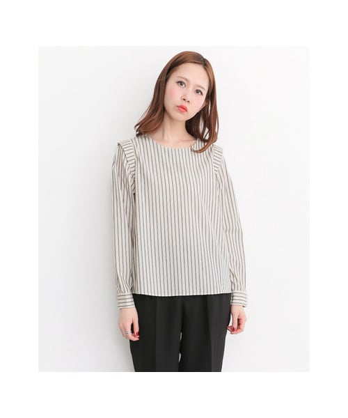 KBF(ケイビーエフ)の「ストライプ肩タックプルオーバー(トップス・レディース・BEIGE/WHITE/BLUE・one)」の5枚目の写真