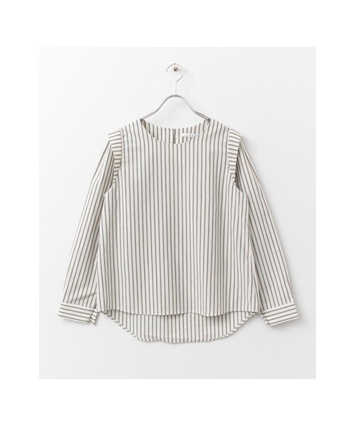 KBF(ケイビーエフ)の「ストライプ肩タックプルオーバー(トップス・レディース・BEIGE/WHITE/BLUE・one)」の1枚目の写真