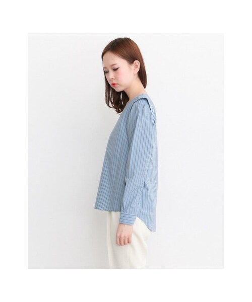 KBF(ケイビーエフ)の「ストライプ肩タックプルオーバー(トップス・レディース・BEIGE/WHITE/BLUE・one)」の8枚目の写真