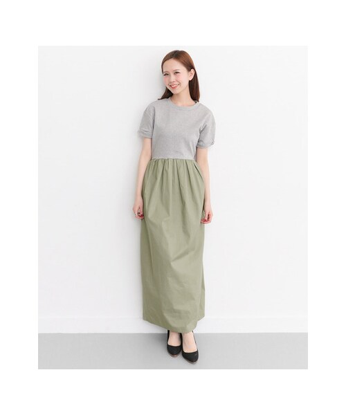 KBF（ケイビーエフ）の「Tシャツ切替マキシワンピース（ワンピース/ドレス・レディース・T/GRY×KHA/WHT×NVY/NVY×BLK・one）」の7枚目の写真