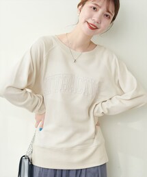 natural couture | カレッジロゴ刺繍裏毛プルオーバー(Tシャツ/カットソー)