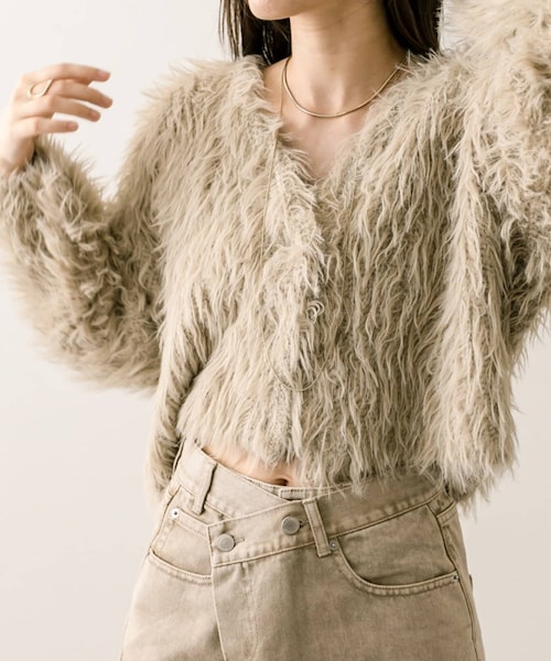 mystic（ミスティック）の「【4色展開】シャギーVカーディガン