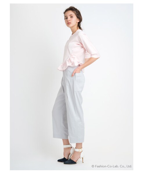 FURFUR（ファーファー）の「ギャバリネン スラックスボトム（タックパンツ・レディース・LGRY/YEL/NVY・F）」の15枚目の写真