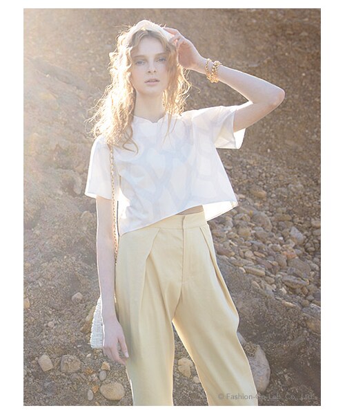 FURFUR（ファーファー）の「ギャバリネン スラックスボトム（タックパンツ・レディース・LGRY/YEL/NVY・F）」の13枚目の写真