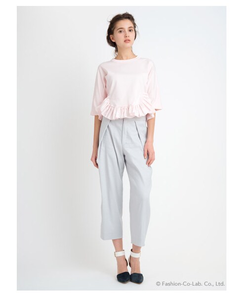 FURFUR（ファーファー）の「ギャバリネン スラックスボトム（タックパンツ・レディース・LGRY/YEL/NVY・F）」の14枚目の写真