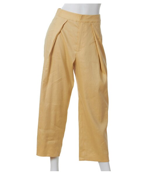 FURFUR（ファーファー）の「ギャバリネン スラックスボトム（タックパンツ・レディース・LGRY/YEL/NVY・F）」の2枚目の写真