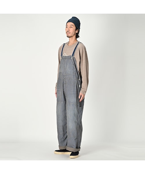 45R 45rpm　ユーズド加工 モンブラウンデニムの908オーバーオール 45R（フォーティファイブアール）の「モンブラウンヒッコリーの