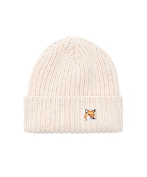 Maison Kitsune(メゾンキツネ)の「Maison Kitsuné Fox-embroidered ribbed-knit beanie(帽子・レディース・other・ONE SIZE)」の1枚目の写真
