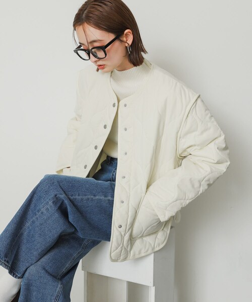 SENSE OF PLACE by URBAN RESEARCH（センスオブプレイスバイアーバンリサーチ）の「『Sorona』キルティングショートコート（ジャケット/アウター・レディース・OFF WHITE/BLACK/KHAKI・one）」の19枚目の写真