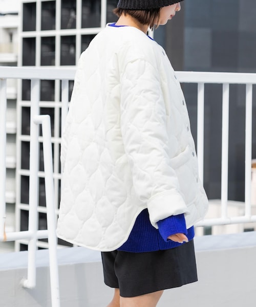 SENSE OF PLACE by URBAN RESEARCH（センスオブプレイスバイアーバンリサーチ）の「『Sorona』キルティングショートコート（ジャケット/アウター・レディース・OFF WHITE/BLACK/KHAKI・one）」の2枚目の写真