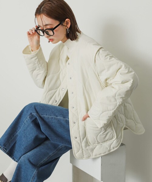 SENSE OF PLACE by URBAN RESEARCH（センスオブプレイスバイアーバンリサーチ）の「『Sorona』キルティングショートコート（ジャケット/アウター・レディース・OFF WHITE/BLACK/KHAKI・one）」の20枚目の写真