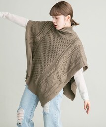 KBF | ケーブルニットポンチョ(トップス)
