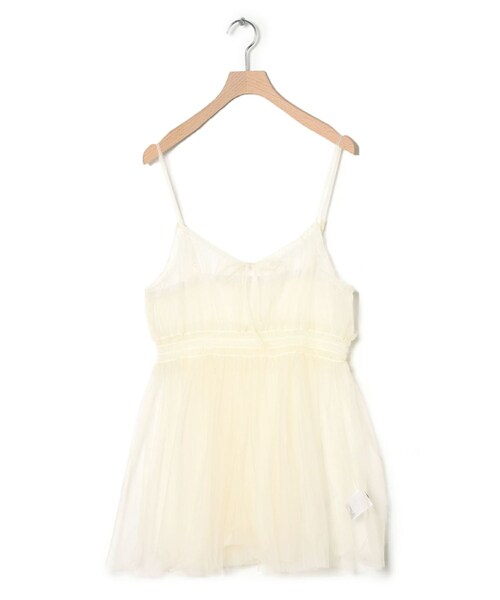 w closet（ダブルクローゼット）の「チュールオーバーキャミソール（トップス・レディース・エクリュ/ブラック/オフホワイト/クロB・FREE）」の5枚目の写真