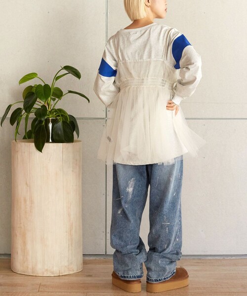 w closet（ダブルクローゼット）の「チュールオーバーキャミソール（トップス・レディース・エクリュ/ブラック/オフホワイト/クロB・FREE）」の16枚目の写真