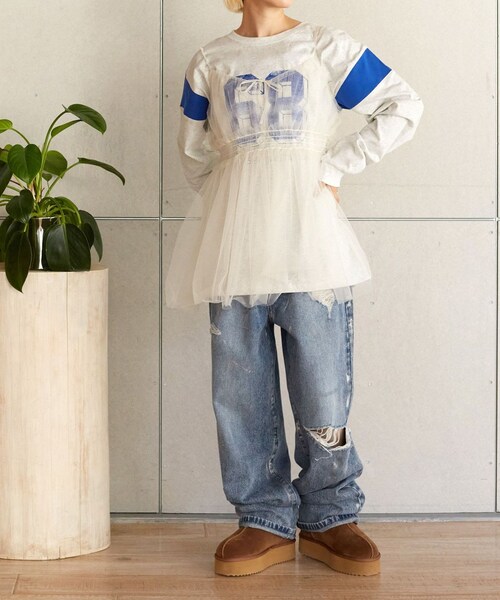 w closet（ダブルクローゼット）の「チュールオーバーキャミソール（トップス・レディース・エクリュ/ブラック/オフホワイト/クロB・FREE）」の15枚目の写真