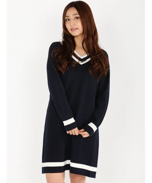 Rinajour（リナジュール）の「綿チルデンワンピース（ワンピース/ドレス・レディース・OFF/WHITE/NAVY・F）」の9枚目の写真