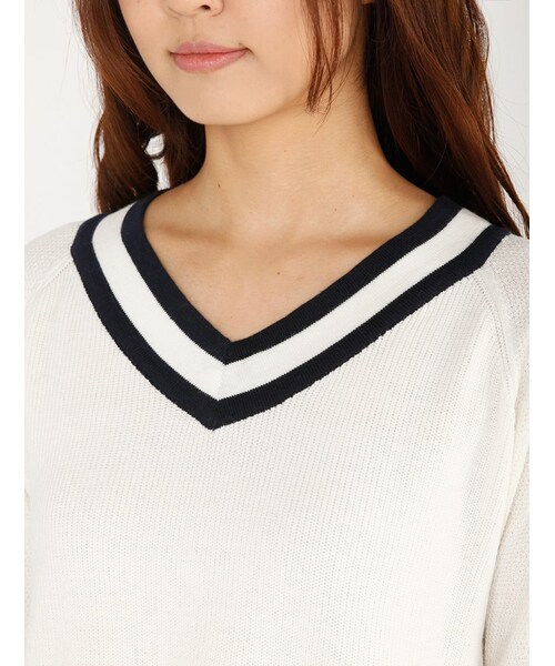 Rinajour（リナジュール）の「綿チルデンワンピース（ワンピース/ドレス・レディース・OFF/WHITE/NAVY・F）」の4枚目の写真