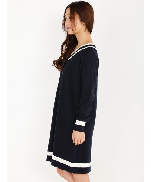 Rinajour（リナジュール）の「綿チルデンワンピース（ワンピース/ドレス・レディース・OFF/WHITE/NAVY・F）」の10枚目の写真