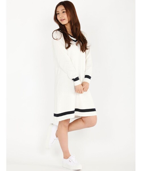 Rinajour（リナジュール）の「綿チルデンワンピース（ワンピース/ドレス・レディース・OFF/WHITE/NAVY・F）」の8枚目の写真