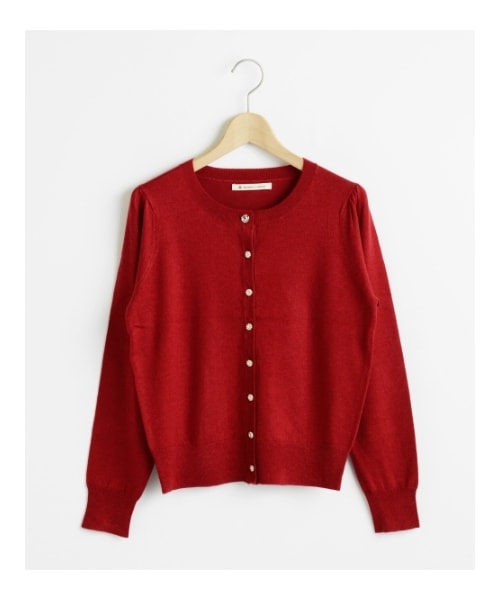 MAJESTIC LEGON（マジェスティックレゴン）の「ビジュー釦カーディガン（トップス・レディース・レッド/アイボリー/イエロー/ピンク/ラベンダー/グレー・Free）」の6枚目の写真