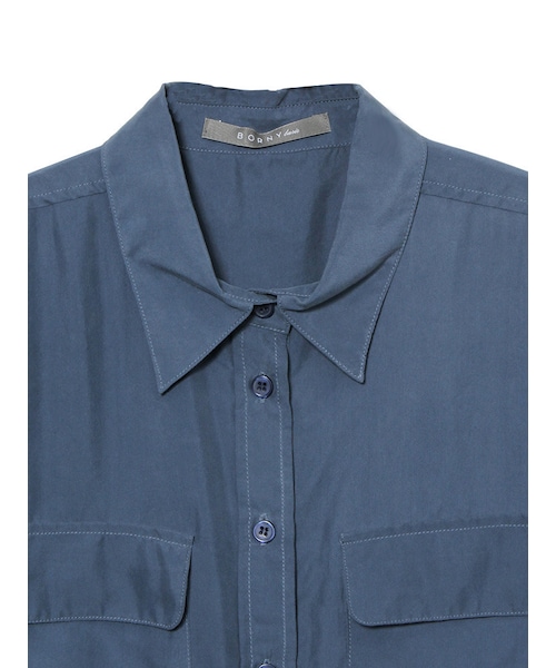 BORNY（ボルニー）の「シルクブロガーシャツ（トップス・レディース・ホワイト/ネイビー・F）」の11枚目の写真