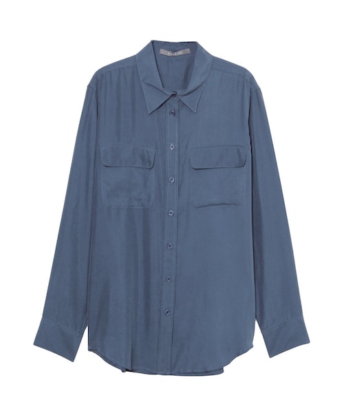 BORNY（ボルニー）の「シルクブロガーシャツ（トップス・レディース・ホワイト/ネイビー・F）」の2枚目の写真