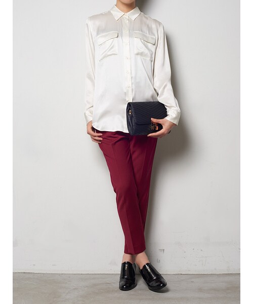 BORNY（ボルニー）の「シルクブロガーシャツ（トップス・レディース・ホワイト/ネイビー・F）」の5枚目の写真